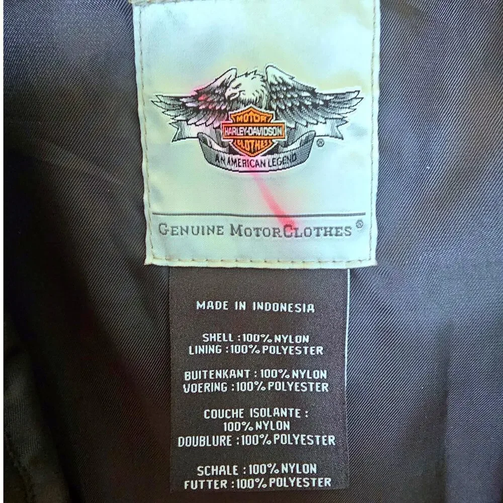 Harley Davidson Black Moto Biker Windbreaker Jacket with HD Logo & Wings